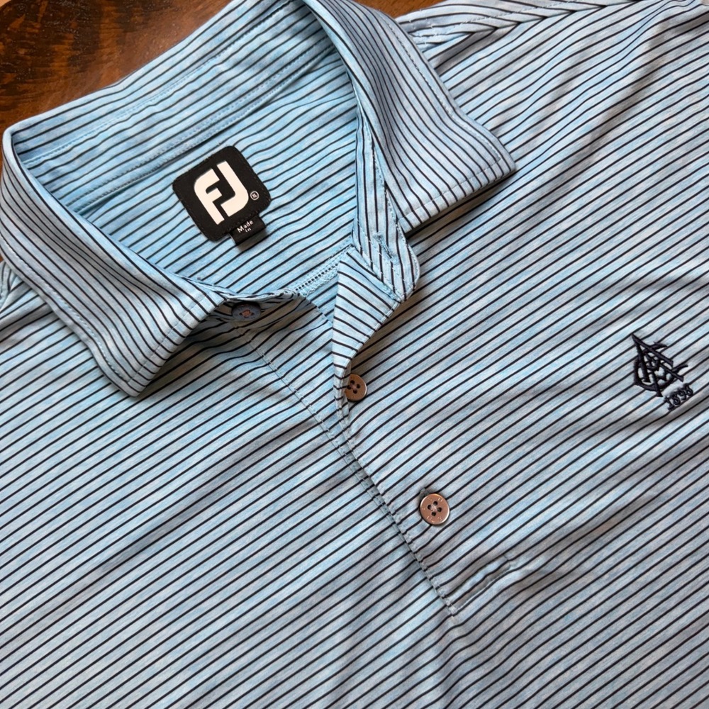 FootJoy Mens XL Blue Striped Atlanta Athletic Club Performance Polo Shirt